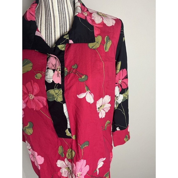 Soft Suroundings Floral/Tropical print Tunic Bluse w- back buttons SZ Large - Picture 2 of 10